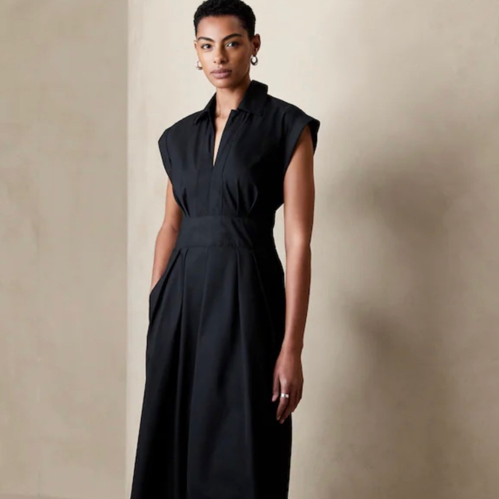NWT BR black midi dress